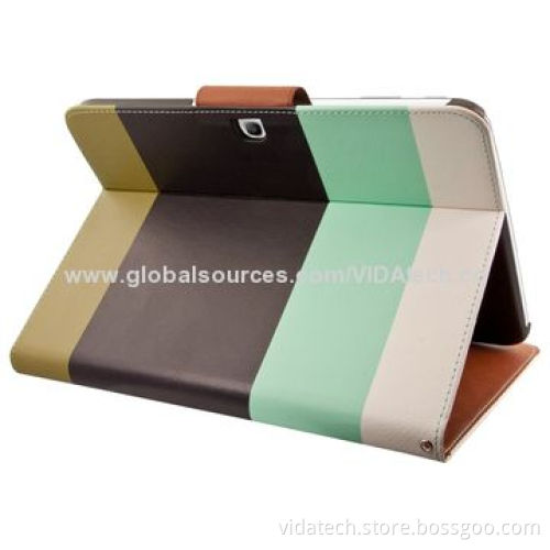 Strip Color with Credit Card Slot and Holder Leather Case for Samsung Galaxy Tab3 P5200